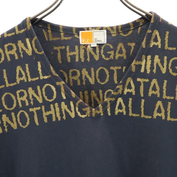E.Z BY ZEGNA イージーバイゼニア 三陽商会 プリント 半袖 Vネック Tシャツ L グレー系 メンズ