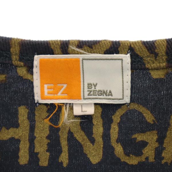 E.Z BY ZEGNA イージーバイゼニア 三陽商会 プリント 半袖 Vネック Tシャツ L グレー系 メンズ