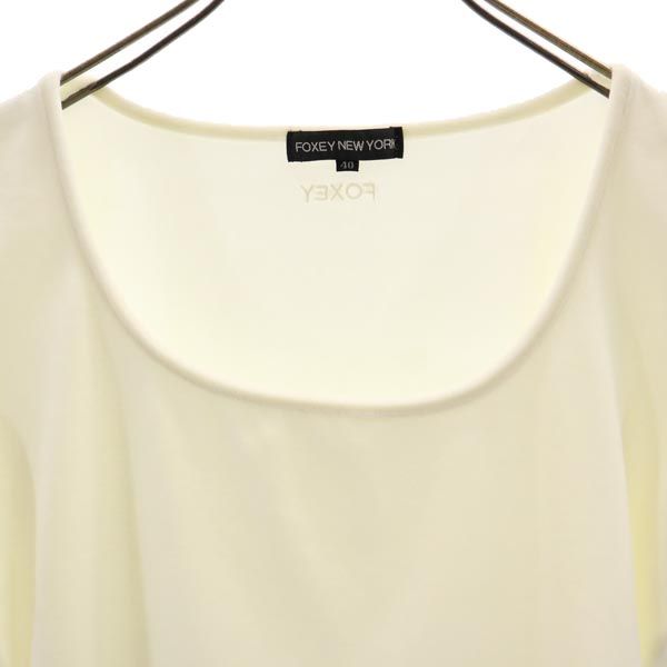 FOXEY NEW YORK フォクシーニューヨーク 日本製 半袖 Tシャツ 40 オフホワイト系 レディース