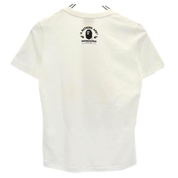 A BATHING APE アベイシングエイプ 日本製 ロゴプリント 半袖 Tシャツ XS ホワイト系 レディース