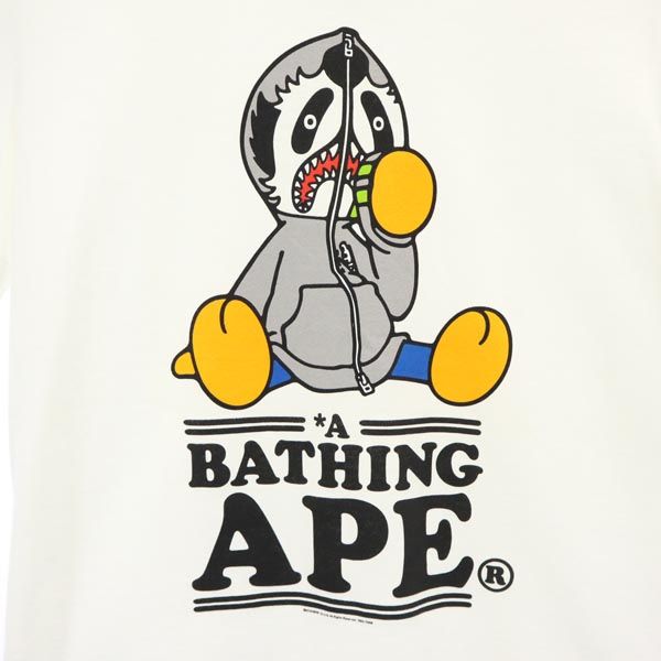 A BATHING APE アベイシングエイプ 日本製 ロゴプリント 半袖 Tシャツ XS ホワイト系 レディース