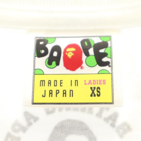 A BATHING APE アベイシングエイプ 日本製 ロゴプリント 半袖 Tシャツ XS ホワイト系 レディース