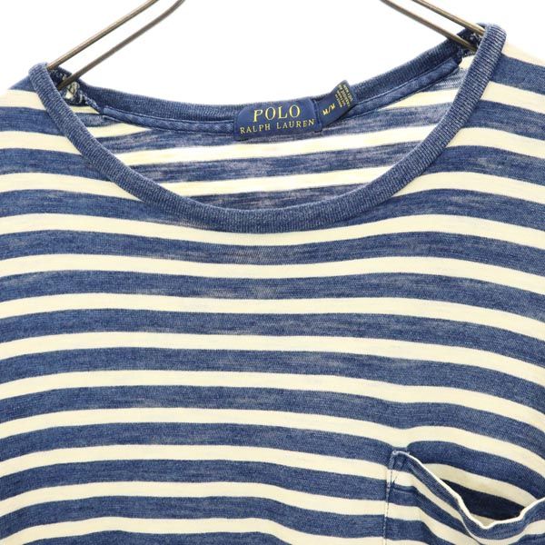 Polo by Ralph Lauren ポロバイラルフローレン ボーダー 半袖 Tシャツ M ネイビー系 胸ポケット メンズ