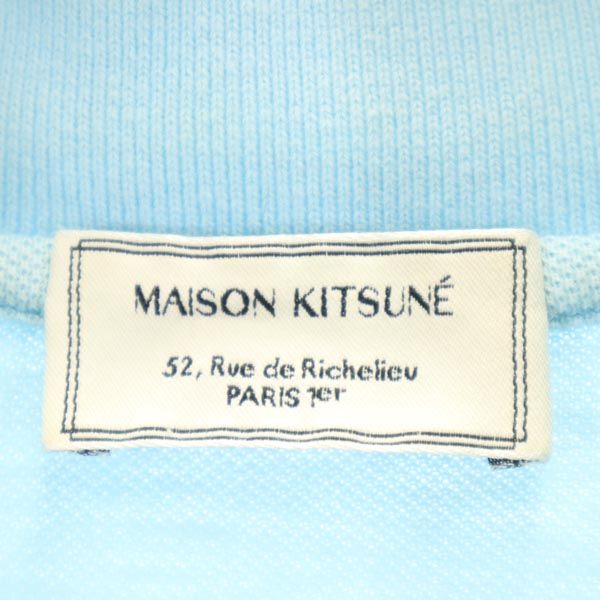 メゾンキツネ 半袖 ポロシャツ S 水色×白×黄 MAISON KITSUNE 鹿の子 メンズ