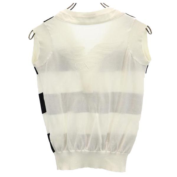 エンポリオアルマーニ ボーダー ノースリーブ ニット カットソー 40 白×黒 Emporio Armani レディース