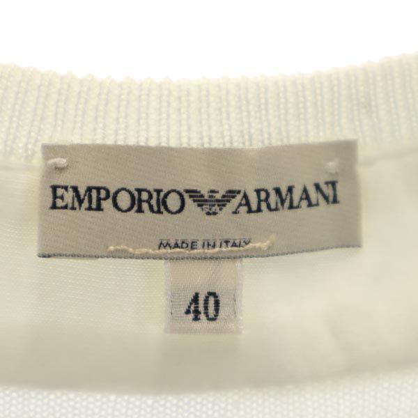 エンポリオアルマーニ ボーダー ノースリーブ ニット カットソー 40 白×黒 Emporio Armani レディース