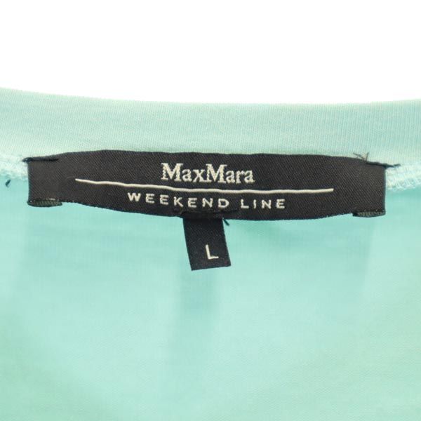 MAX MARA マックスマーラ プリント 半袖 Tシャツ L 水色系 ラインストーン レディース