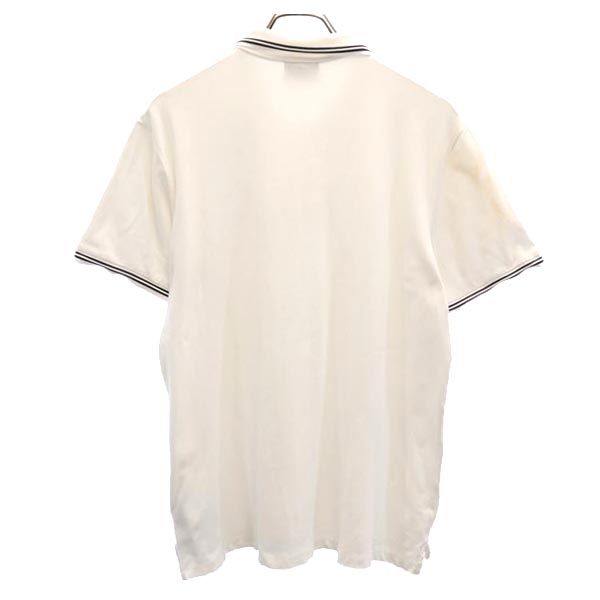 ARMANI JEANS アルマーニジーンズ ロゴ刺繍 半袖 ポロシャツ M 白 鹿の子 メンズ