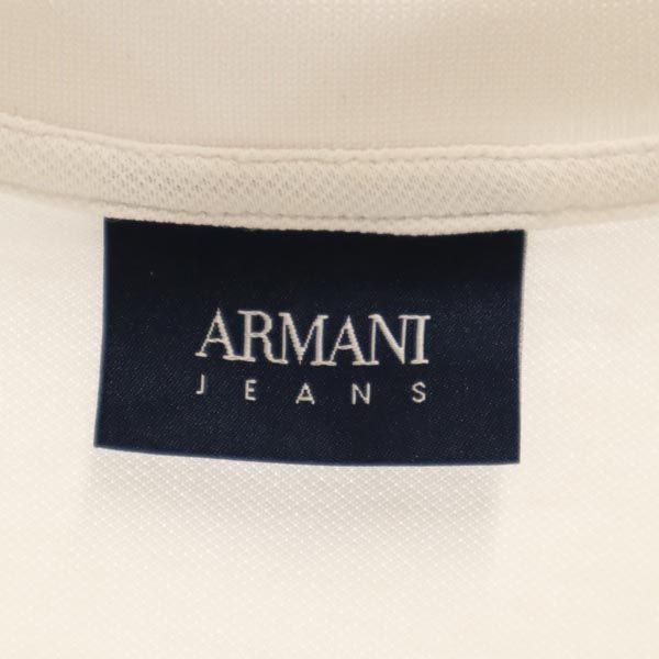 ARMANI JEANS アルマーニジーンズ ロゴ刺繍 半袖 ポロシャツ M 白 鹿の子 メンズ