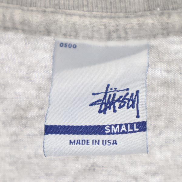 ステューシー 90s USA製 オールド チェック ロゴ プリント 半袖 Tシャツ S グレー STUSSY メンズ