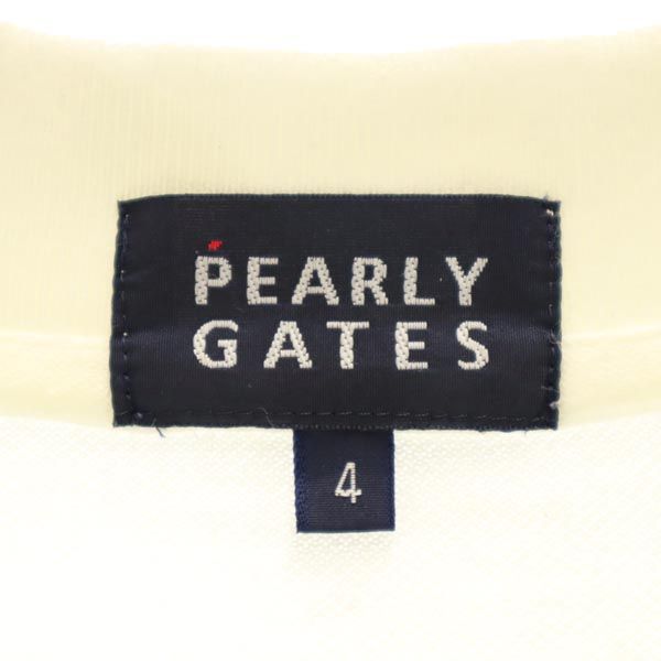 PEARLY GATES パーリーゲイツ 日本製 ヤシの木 ゴルフ 半袖 ポロシャツ 4 ホワイト系 鹿の子 ヤシの木 メンズ