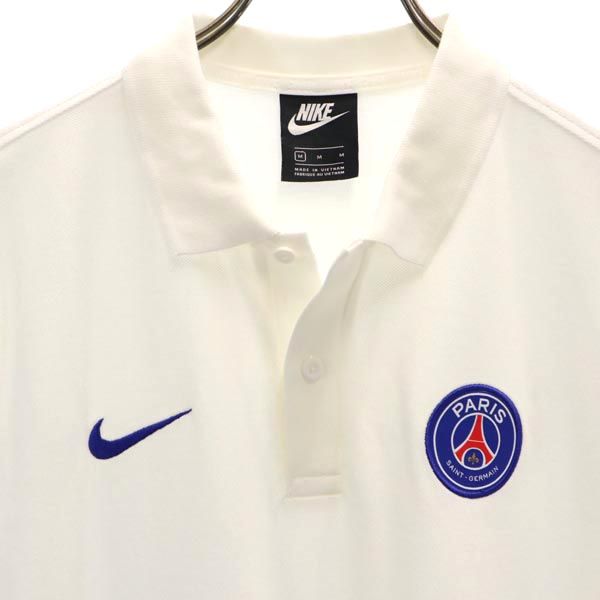 NIKE ナイキ ロゴ刺繍 トレーニング 半袖 ポロシャツ M ホワイト系 鹿の子 メンズ