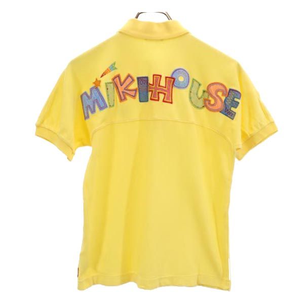 mikihouse ミキハウス 日本製 バックロゴ刺繍 半袖 ポロシャツ LM イエロー系 レディース