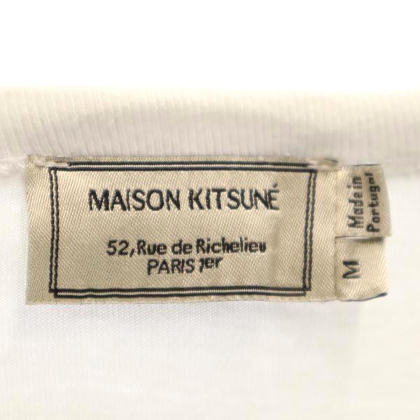 メゾンキツネ ロゴ刺繍 半袖 Tシャツ M ホワイト系 MAISON KITSUNE 胸ポケット メンズ