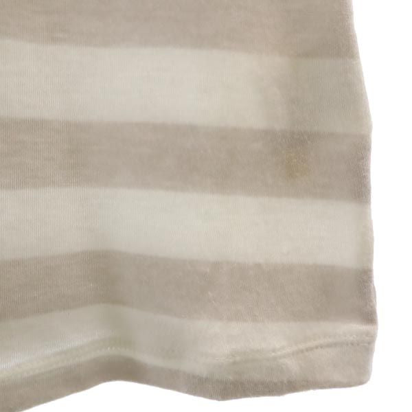 MARK&LONA マークアンドロナ ラインストーンスカル ボーダー柄 ゴルフ 半袖 Tシャツ S グレー×白 レディース