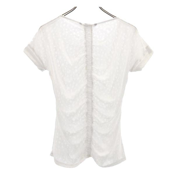 ARMANI EXCHANGE アルマーニエクスチェンジ バック ギャザー 半袖 バックギャザー カットソー XS 白 フレンチスリーブ 透かし柄 レディース