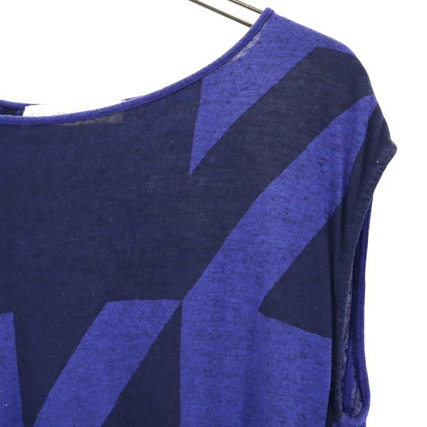 Stella McCartney ステラマッカートニー 総柄 ノースリーブ カットソー 36 ネイビー系 レディース