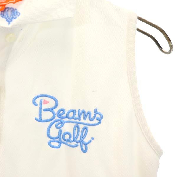 BEAMS ビームス 日本製 ゴルフ ノースリーブ ポロシャツ M 白 鹿の子 レディース