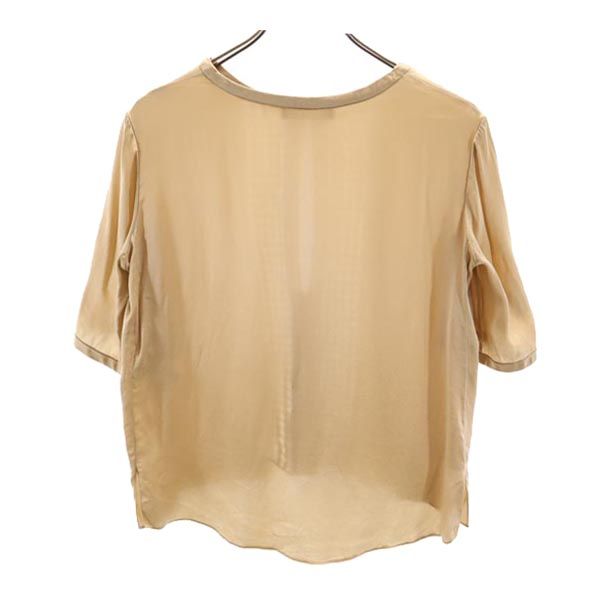 Chloe クロエ シルク 半袖 カットソー 34 キャメル レディース