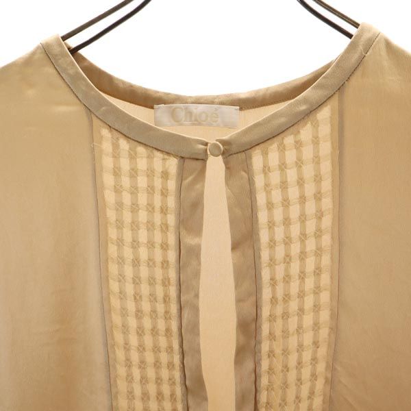Chloe クロエ シルク 半袖 カットソー 34 キャメル レディース