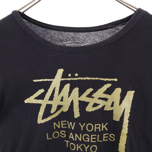 ステューシー ロゴプリント 半袖 Tシャツ S ブラック系 STUSSY レディース