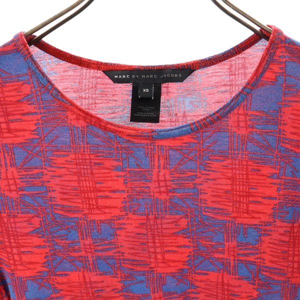 MARC BY MARC JACOBS マークバイマークジェイコブス 総柄 半袖 Tシャツ XS レッド系 カットソー レディース