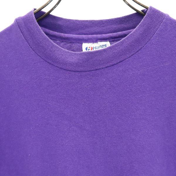 Hanes ヘインズ 90s USA製 オールド プリント 半袖 Tシャツ S/P パープル メンズ