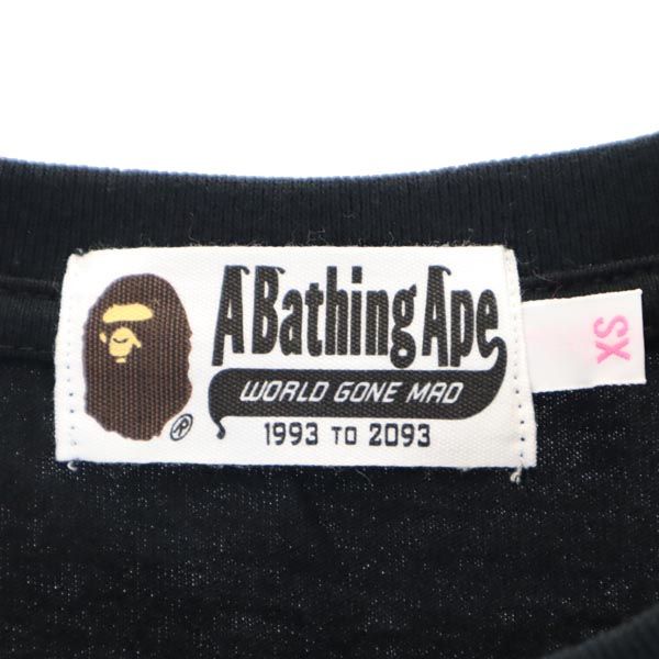 A BATHING APE アベイシングエイプ ロゴプリント 半袖 Tシャツ XS ブラック レディース