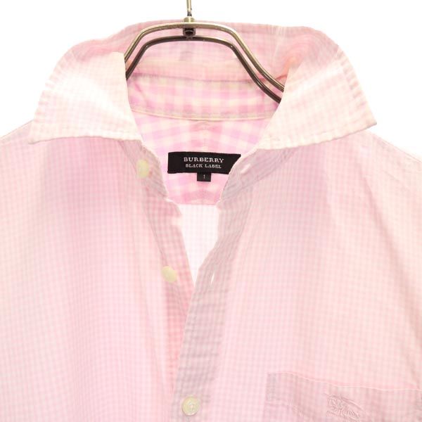 BURBERRY BLACK LABEL バーバリーブラックレーベル 三陽商会 チェック柄 半袖 シャツ 1 ピンク系 メンズ