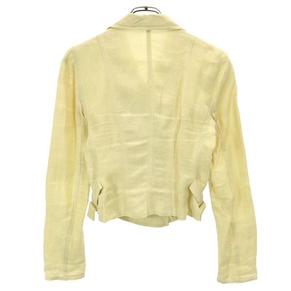 エンポリオアルマーニ イタリア製 リネン ダブルボタン ジャケット 40 黄 Emporio Armani レディース