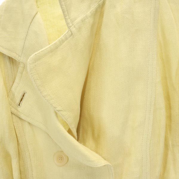 エンポリオアルマーニ イタリア製 リネン ダブルボタン ジャケット 40 黄 Emporio Armani レディース