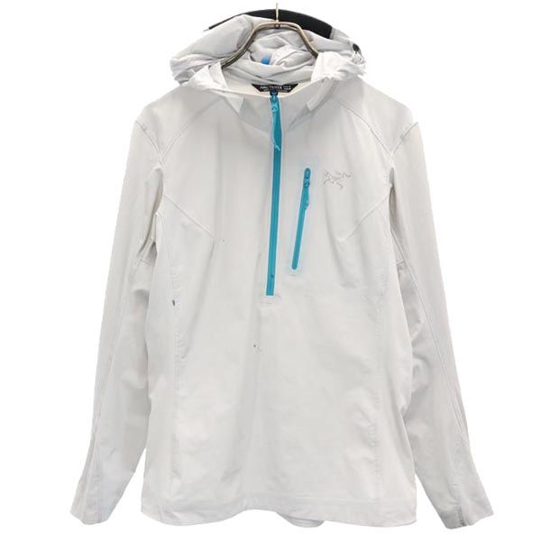 ARC'TERYX アークテリクス ナイロン混 ロゴ ハーフジップ アウトドアジャケット M グレー系 プルオーバー フード レディース