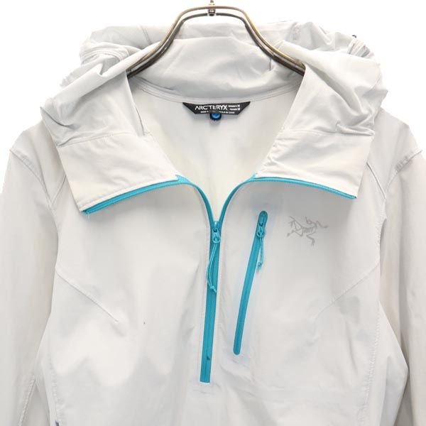 ARC'TERYX アークテリクス ナイロン混 ロゴ ハーフジップ アウトドアジャケット M グレー系 プルオーバー フード レディース
