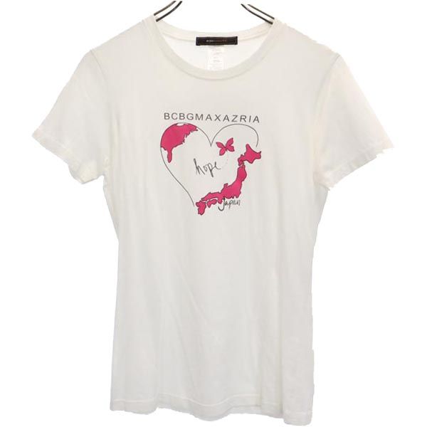 BCBGMAXAZRIA ビーシービージーマックスアズリア ロゴプリント 半袖 Tシャツ S ホワイト系 レディース