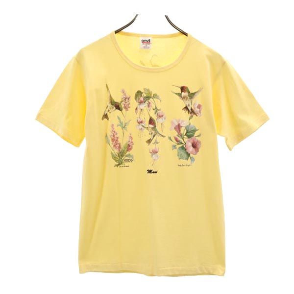 anbil アンビル 90s オールド USA製 プリント 半袖 Tシャツ S イエロー系 メンズ