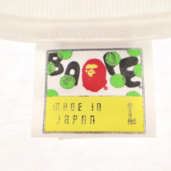 A BATHING APE アベイシングエイプ 日本製 プリント 半袖 Tシャツ L 白 メンズ