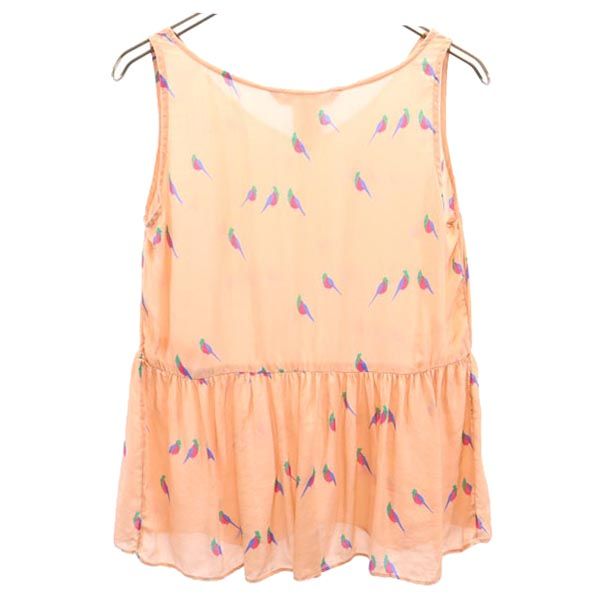 MARC BY MARC JACOBS マークバイマークジェイコブス シルク100％ バード プリント ノースリーブ ブラウス S ペールピンク レディース