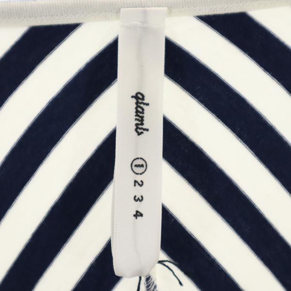 未使用 glamb グラム 日本製 ボーダー柄 半袖 Tシャツ 1 白×ネイビー レディース