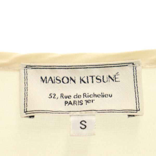 MAISON KITSUNE メゾンキツネ フランス製 シルク 半袖 Tシャツ S ベージュ系 胸ポケット レディース