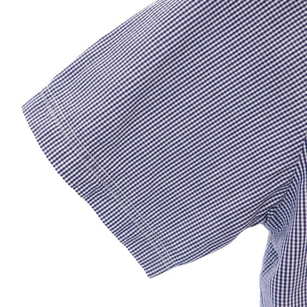 DIRK BIKKEMBERGS ダークビッケンバーグ バックロゴプリント チェック柄 半袖 シャツ 36 ネイビー系 レディース