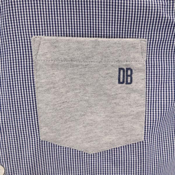 DIRK BIKKEMBERGS ダークビッケンバーグ バックロゴプリント チェック柄 半袖 シャツ 36 ネイビー系 レディース