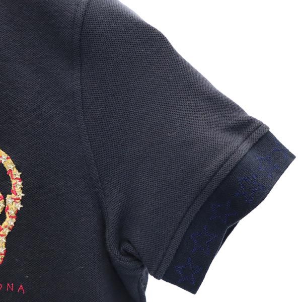 MARK&LONA マークアンドロナ 日本製 ゴルフ 半袖 ポロシャツ S ネイビー 鹿の子 レディース