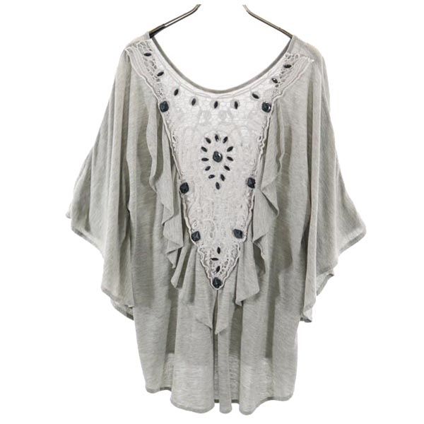 DOROA ドロア 半袖 バックレース カットソー M グレー系 レディース