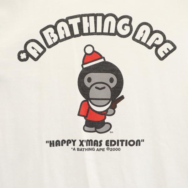 A BATHING APE アベイシングエイプ 日本製 プリント 半袖 Tシャツ S 白系 メンズ