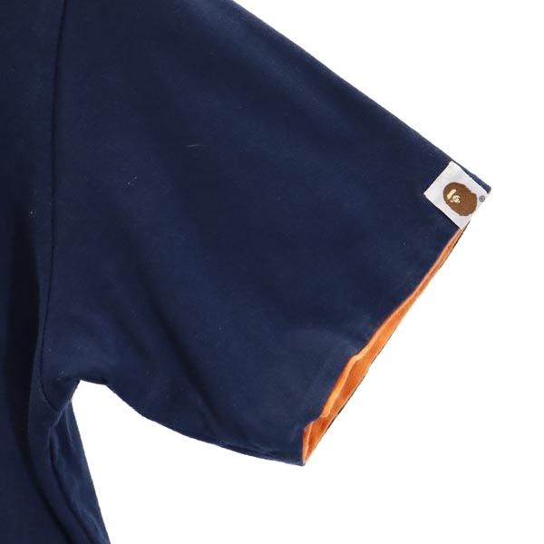 A BATHING APE アベイシングエイプ 日本製 プリント 半袖 リバーシブル Tシャツ S オレンジ系 メンズ