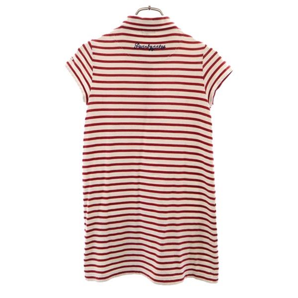 PEARLY GATES パーリーゲイツ 日本製 ゴルフ 半袖 ワンピース 0 レッド×ホワイト レディース