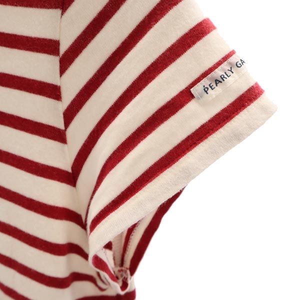 PEARLY GATES パーリーゲイツ 日本製 ゴルフ 半袖 ワンピース 0 レッド×ホワイト レディース