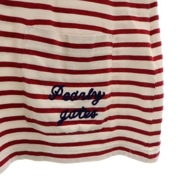 PEARLY GATES パーリーゲイツ 日本製 ゴルフ 半袖 ワンピース 0 レッド×ホワイト レディース