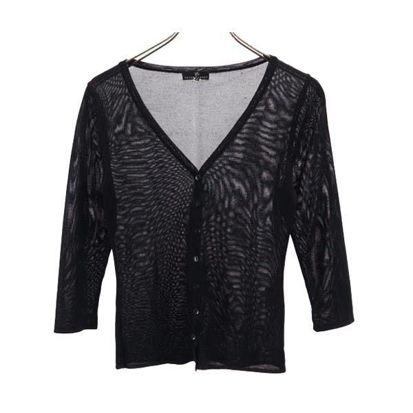 INTER PLANET インタープラネット 7分袖 カーディガン 2 黒 レディース