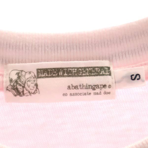A BATHING APE アベイシングエイプ 日本製 半袖 Tシャツ S ピンク クルーネック メンズ